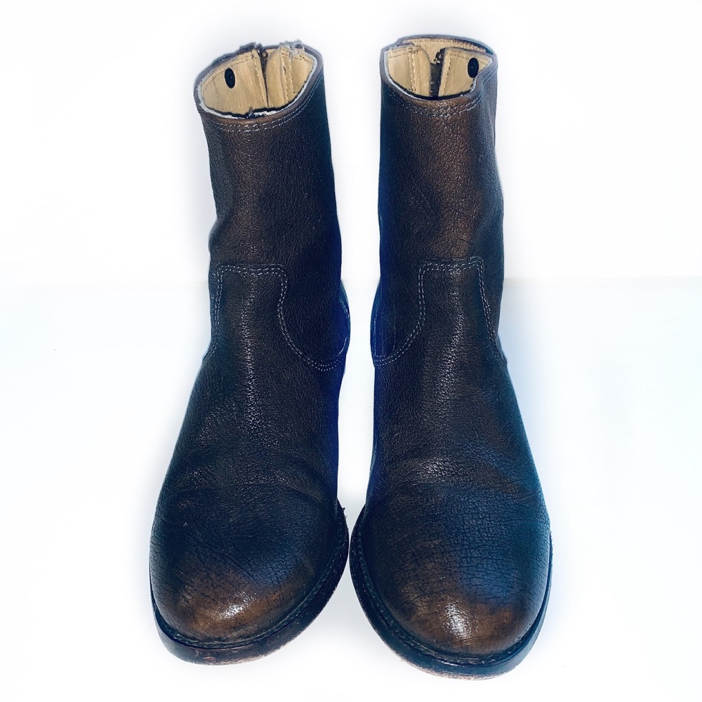 Frye 6 Brown Leather Boots Mid Calf Melissa Button - Picture 3 of 7